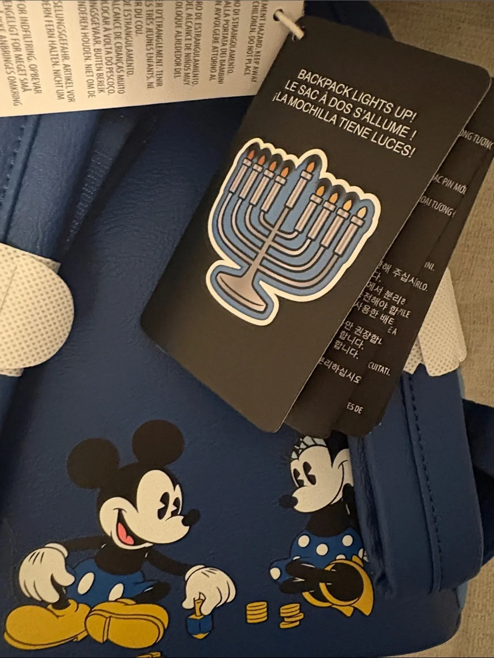 Disney Blue Mickey & Minnie Menorah Loungefly Backpack, BNWT